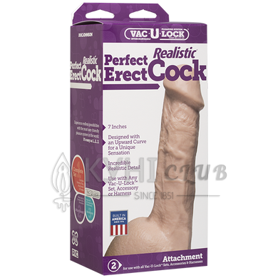 Фаллоимитатор Doc Johnson - 7 Inch Perfect Erect Cock, диаметр 3,8см, большая головка, Vac-U-Lock 100639 фото