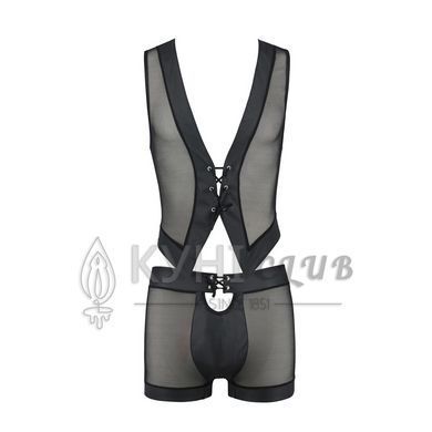 Комплект чоловічої білизни на шнурівці Passion 053 SET WILLIAM L/XL Black, жилет, боксери 105604 фото