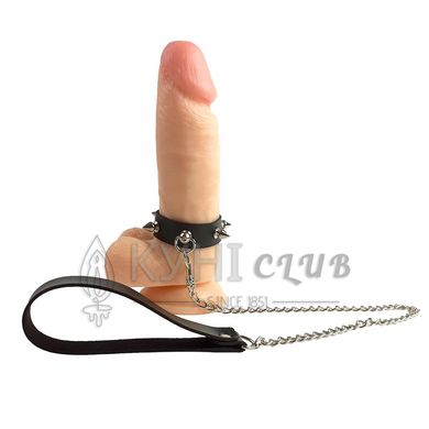 Кольцо для пениса Art of Sex Penis Ring с шипами и поводком, натуральная кожа 103085 фото