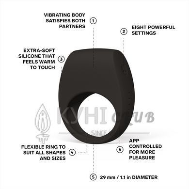 Ерекційне кільце з вібрацією LELO Tor 3 Black, керування зі смартфона 109787 фото