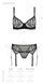 Комплект Passion LEAFA SET black S/M, кружево+сетка, бюстгальтер на косточках, стринги, пояс для чулок 108532 фото 5
