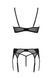 Комплект Passion LEAFA SET black S/M, кружево+сетка, бюстгальтер на косточках, стринги, пояс для чулок 108532 фото 4