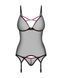 Корсет Obsessive Novenes corset & thong, M/L, прозорий, відкрита спина, стрінги в комплекті 109669 фото 4