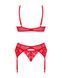 Комплект Obsessive Ingridia 3-pcs set XS/S, червоний, бюстгальтер, стрінги, пояс 107055 фото 4