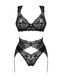 Комплект белья Obsessive Donna Dream 3-pcs set M/L Black, бюстгальтер, стринги, пояс для чулок 106639 фото 3