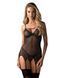 Корсет Obsessive Novenes corset & thong, M/L, прозорий, відкрита спина, стрінги в комплекті 109669 фото 1