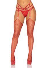 Пояс для панчіх зі стреп Leg Avenue Strappy Rhinestone Garterbelt Red One Size, стрази 109566 фото