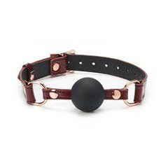 Силіконовий кляп Liebe Seele Wine Red Ball Gag, діаметр кульки 4,3 см, ремінь із натуральної шкіри 107452 фото