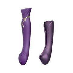 Смартвібратор 3в1 Zalo &mdash; Queen Set Twilight Purple, пульсівна перлина та вакуум, кристал Swarovski 104641 фото