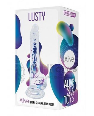 Прозрачный фаллоимитатор Alive Jelly Dildo Lusty, ТПЕ, присоска, диаметр 3,2см, длина 18см 103439 фото