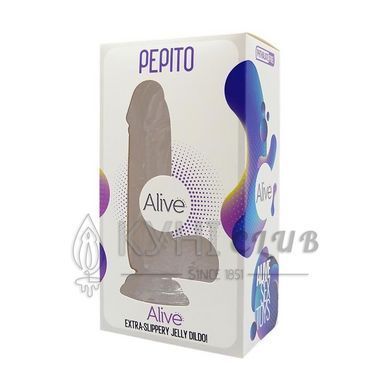 Прозорий фалоімітатор Alive Jelly Dildo Pepito, ТПЕ, присоска, діаметр 3,5 см, довжина 15,5 см 102014 фото