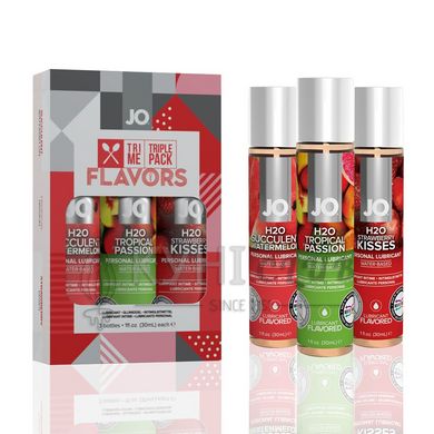 Набір JO Tri-Me Triple Pack — Flavors (3×30 мл) три різні смаки оральних змазок 100648 фото