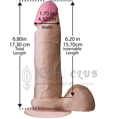 Фалоімітатор Doc Johnson The Realistic Cock 6 inch White – ULTRASKYN, Vack-U-Lock, діаметр 4,3 см 109009 фото