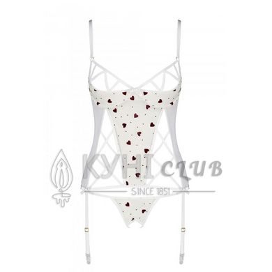 Корсет з підв'язками, стрінги Passion LOVELIA CORSET L/XL, white 102628 фото