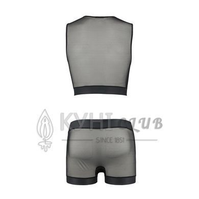 Комплект мужского белья на шнуровке Passion 053 SET WILLIAM S/M Black, жилет, боксеры 105605 фото