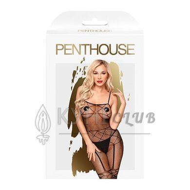 Бодистокинг с чулками и геометрическим рисунком Penthouse - Firecracker Black S/L 103188 фото
