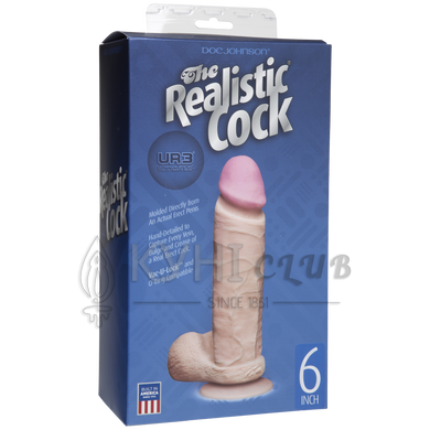 Фалоімітатор Doc Johnson The Realistic Cock 6 inch White – ULTRASKYN, Vack-U-Lock, діаметр 4,3 см 109009 фото