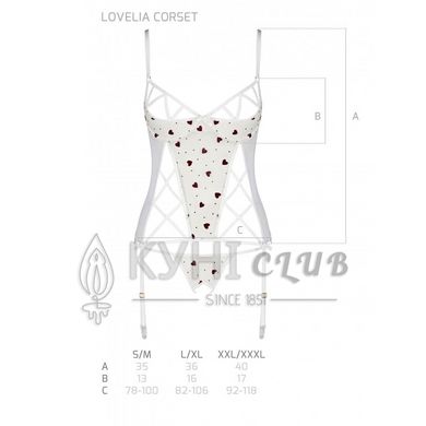 Корсет з підв'язками, стрінги Passion LOVELIA CORSET L/XL, white 102628 фото