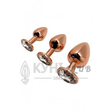 Металлическая анальная пробка Wooomy Tralalo Rose Gold Metal Plug Size M, диаметр 3,4 см, длина 8 см 105412 фото
