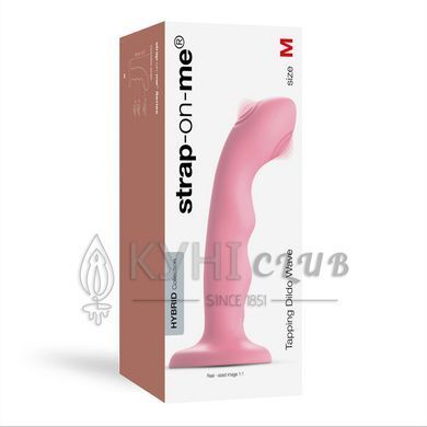 Насадка для страпона з подвійною точковою пульсацією Strap-On-Me TAPPING DILDO WAVE &ndash; CORAL PINK, М 107637 фото