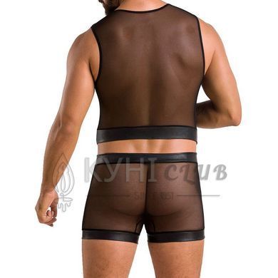 Комплект мужского белья на шнуровке Passion 053 SET WILLIAM S/M Black, жилет, боксеры 105605 фото