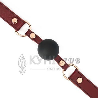 Силіконовий кляп Liebe Seele Wine Red Ball Gag, діаметр кульки 4,3 см, ремінь із натуральної шкіри 107452 фото