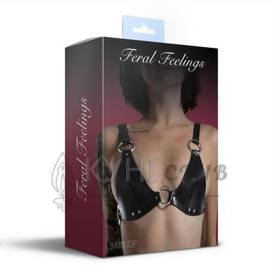 Ліф з натуральної шкіри Feral Feelings - Bikini Top Black 107437 фото