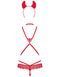 Эротический костюм чертика из стреп Obsessive Evilia teddy red S/M, боди, чокер, накладки на соски, 105684 фото 4