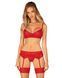 Комплект Obsessive Ingridia 3-pcs set XL/2XL, червоний, бюстгальтер, стрінги, пояс 107056 фото 1