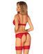 Комплект Obsessive Ingridia 3-pcs set XL/2XL, червоний, бюстгальтер, стрінги, пояс 107056 фото 2