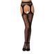 Эротические колготки-бодистокинг Passion S014 black, имитация чулок в сеточку и пояса 100794 фото 1