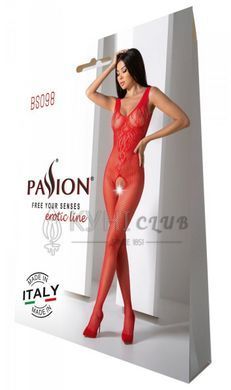 Бодістокінг з крилами Passion BS098 One Size, red, середня сітка, відкритий доступ 106953 фото