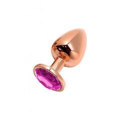 Металева анальна пробка Wooomy Tralalo Rose Gold Metal Plug Magenta S, діаметр 2,8 см, довжина 7 см 105413 фото