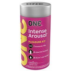 Подарочный набор ONE Intense Arousal, в комплекте 6 презервативов, 6 саше с лубрикантом, виброкольцо 109850 фото