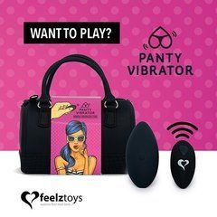 Вібратор в трусики FeelzToys Panty Vibrator Black з пультом ДК, 6 режимів роботи, сумочка-чохол 108611 фото