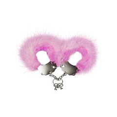 Наручники металлические Adrien Lastic Handcuffs Pink с розовой пушистой отделкой 101386 фото