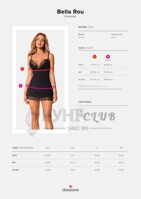 Сорочка та трусики Obsessive Bella Rou chemise & thong M/L 105834 фото