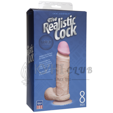 Фаллоимитатор Doc Johnson The Realistic Cock 8 inch White - ULTRASKYN, Vack-U-Lock, диаметр 5,1см 109010 фото