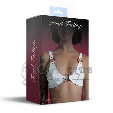 Ліф з натуральної шкіри Feral Feelings - Bikini Top White 107438 фото
