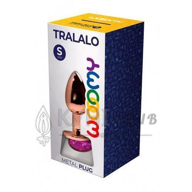 Металлическая анальная пробка Wooomy Tralalo Rose Gold Metal Plug Magenta S диаметр 2,8см, длина 7см 105413 фото