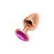Металлическая анальная пробка Wooomy Tralalo Rose Gold Metal Plug Magenta S диаметр 2,8см, длина 7см 105413 фото 1