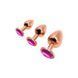 Металлическая анальная пробка Wooomy Tralalo Rose Gold Metal Plug Magenta S диаметр 2,8см, длина 7см 105413 фото 4