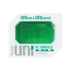 Унісекс-стимулятор Tenga UNI Emerald, зелений, з геометричним рельєфом, лубрикант у комплекті 107823 фото