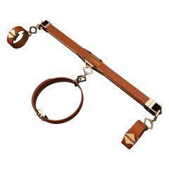 Фіксатор-розпірка LOCKINK Adjustable Spreader Bar Set, коричневий, шкіряний, ремені для шиї, рук/ніг 110011 фото