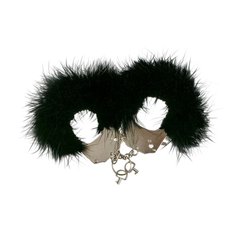 Наручники металлические Adrien Lastic Handcuffs Black с черной пушистой отделкой 101387 фото