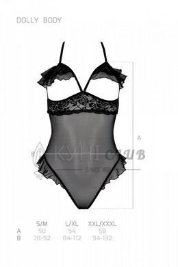 Эротическое боди Passion DOLLY BODY, XXL/XXXL, black, с открытыми чашками 107710 фото