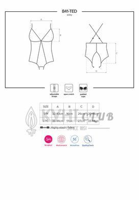 Сетчатое боди с открытыми ягодицами Obsessive 841-TED-1 teddy L/XL, черный 105169 фото