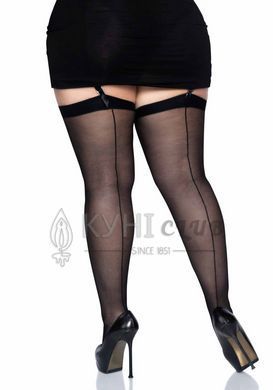 Прозорі панчохи зі швом Leg Avenue Sheer backseam stockings Black, plus size 105886 фото