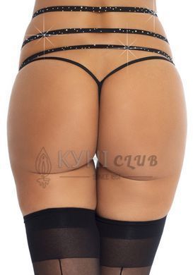 Пояс для панчіх зі стреп Leg Avenue Strappy Rhinestone Garterbelt Black One Size, стрази 109568 фото