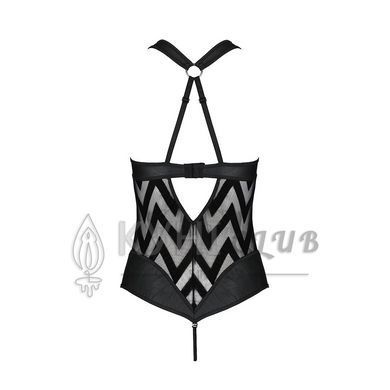 Сітчастий боді з халтером та ритмічним малюнком Passion Hima Body L/XL, black 102932 фото